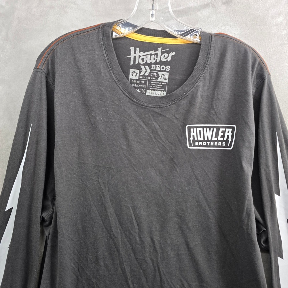 Howler Brothers Size XXL Hi-Watt Long‎ Sleeve Shirt Lightning Bolt Gray
